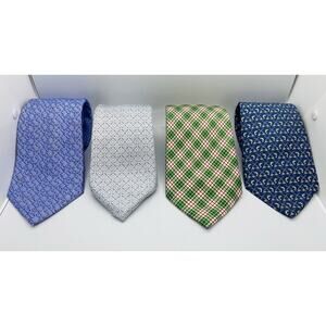 Lot of 4 Vineyard Vines Ties~100% Silk~Fish/Golf/Check